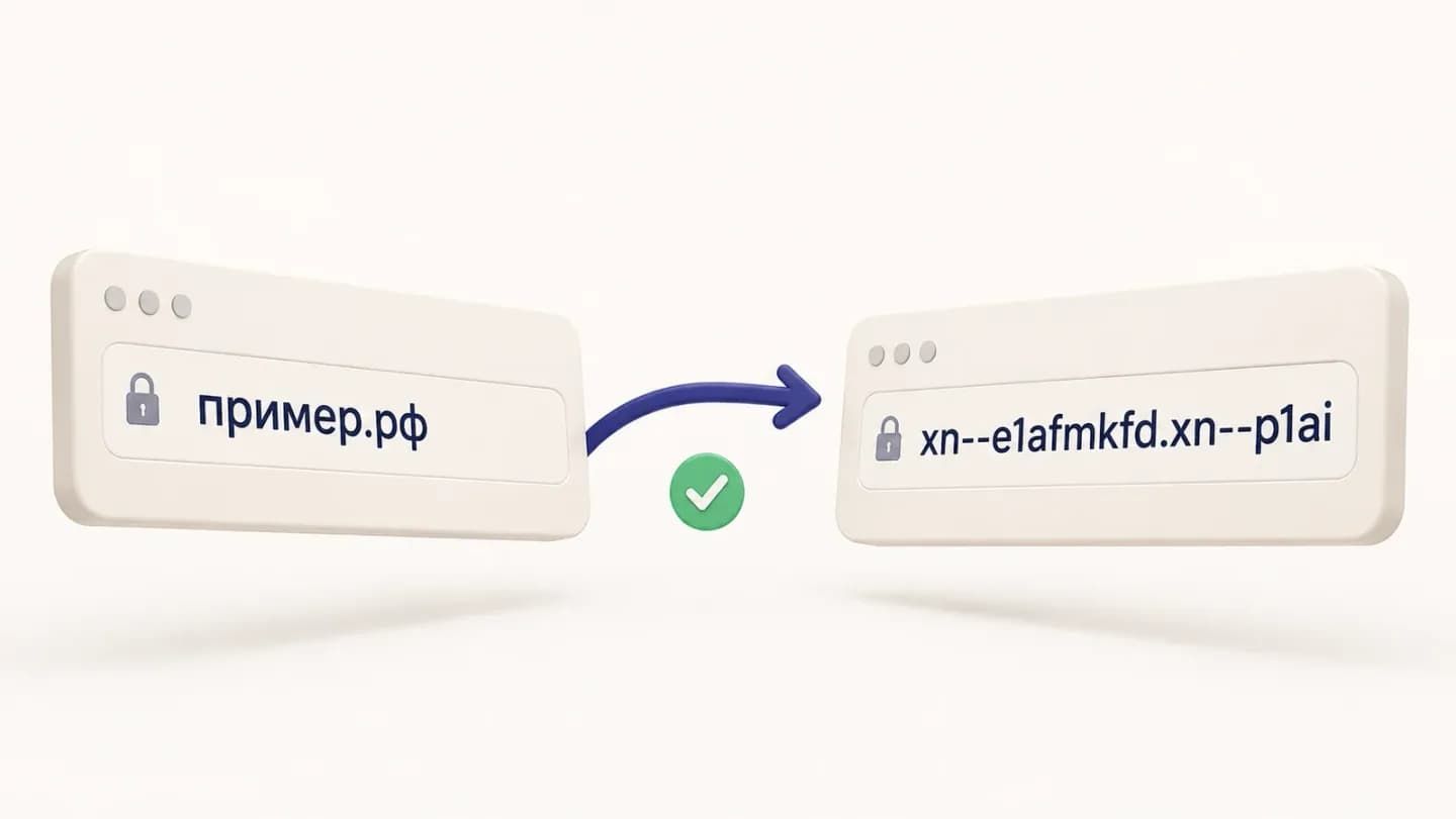 Кириллический домен пример.рф и его запись в Punycode